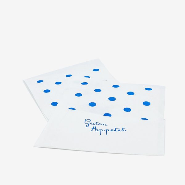 Papierserviette weiß mit blauen Punkten